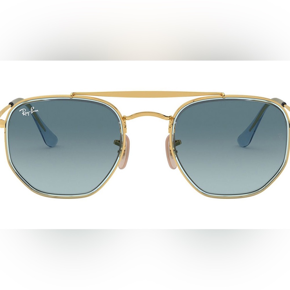 Ray-Ban Gold Frame Blue Gradient Lens Sunglasses